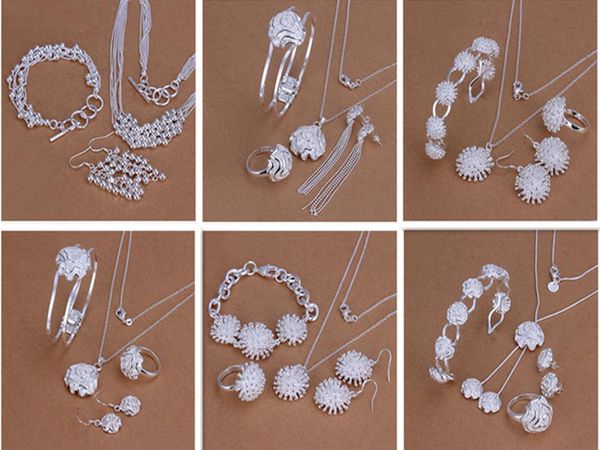 

Новый стиль смешанный заказ 925 серебро модные ювелирные изделия ожерелье+браслет