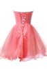 New Charming ALine Strapless KneeLength Beaded laceup Organza Bridesmaid Dress Evening Cocktail Dress1978600