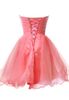 New Charming A-Line Strapless Knee-Length Beaded lace-up Organza Bridesmaid Dress Evening Cocktail Dress