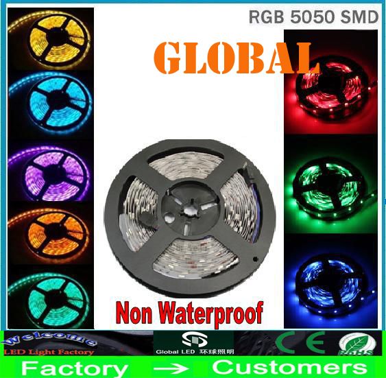 Natale 10M RGB LED Strip lighting 5050 SMD Nastro flessibile 300LEDs 5M / roll non impermeabile DC 12V i 10meter Car Home luci interne