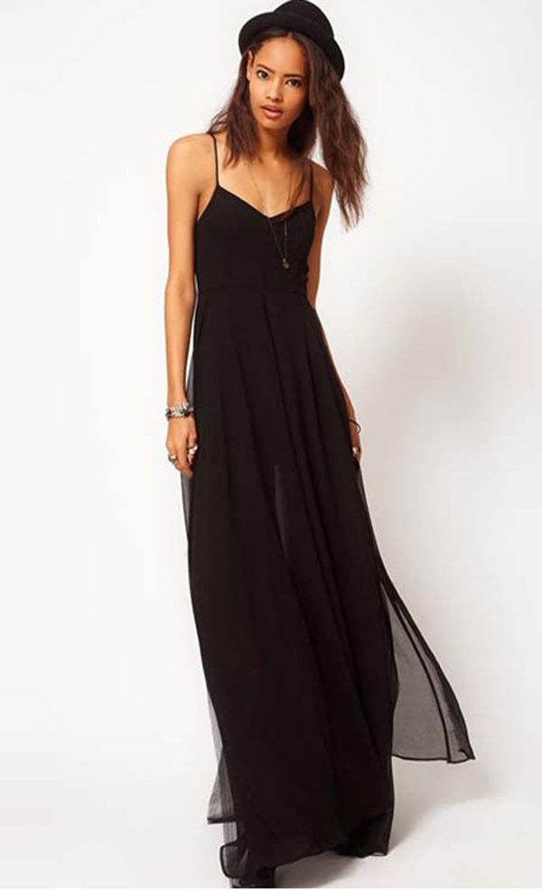 robe longue noire bretelles