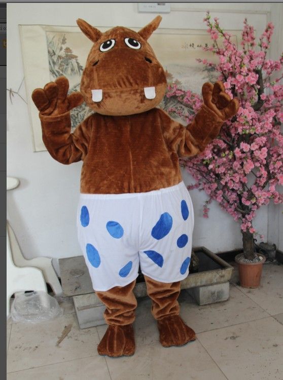 

sellers cartoon male hippo mascot costume free, Brown