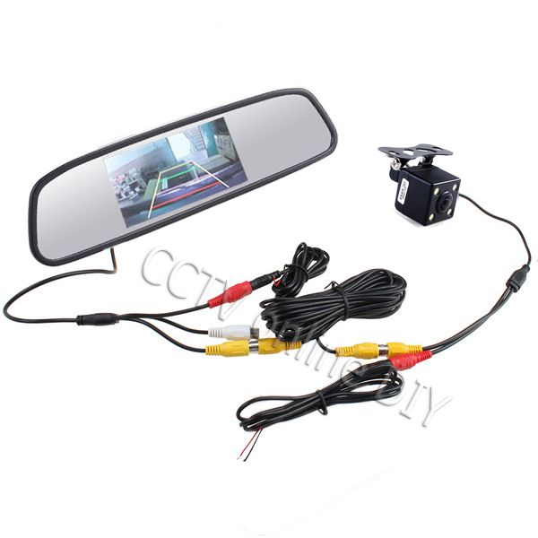 4.3" Car TFT LCD Rear View Monitor Mirror HD CCD Reverse Backup Camera Kit 