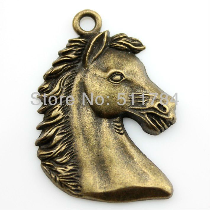 

20PCS/LOT 43*29MM 2 COLORS HORSE HEAD CHARM