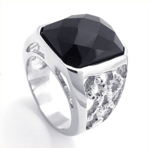 Fashion Jewelry Mens Stainless Steel Ring, Black Silver US Size 7 To 11 ...