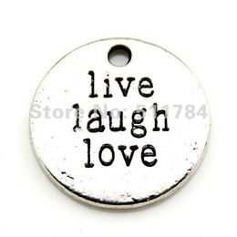 40pcs/lot 2 Colours Antique Silver, Bronze 20mm Round Shaped live laugh love Charms