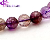 Wholesale Natural Genuine Clear Purple Pink Multi Colors Mix Super Seven Stretch Bracelet Round Melody Stone Beads mm Three backbone
