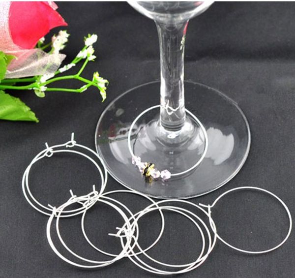

Free Shipping 500pcs Silver Plated Wine Glass Charm Rings/Earring Hoops 34x30mm Findings Wholesale