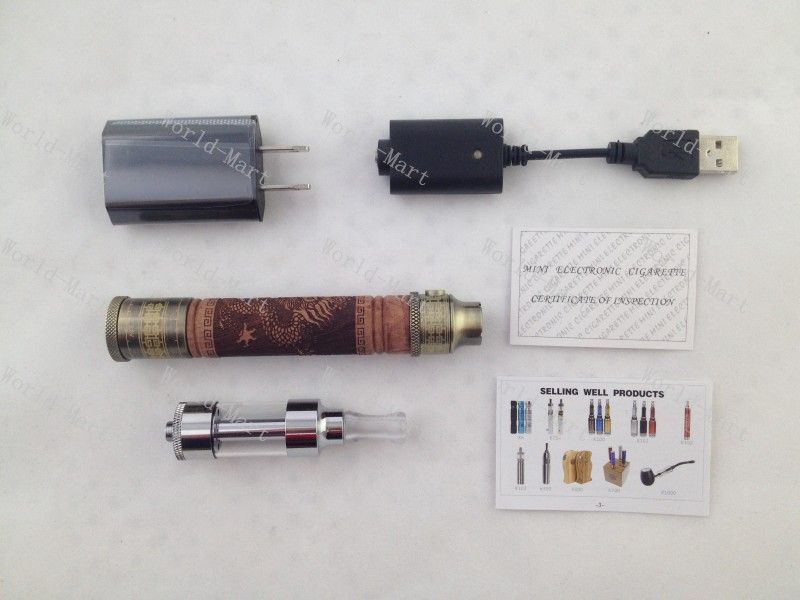 E Cigarette Kit 900Mah Wood Tube Variable Voltage Mechanical Mod 