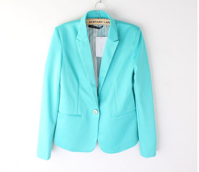 2014 Top Fashion Blaze Blaze Womens Suit Tunica manica pieghevole Candy Color Lined Blazer Blazer Giacca Scialle Scialle Cardigan Cappotto Un pulsante i