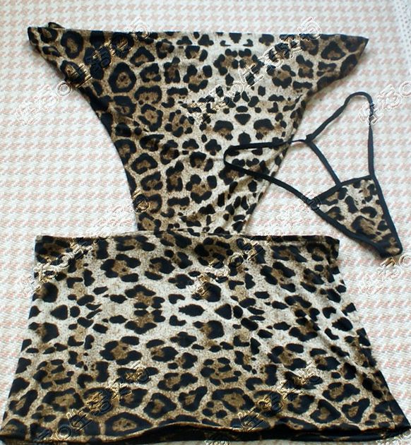 Kostenloser Versand Sexy Damen Leopardenmuster Dessous Unterwäsche Panther Print Schlafkleidung Minikleid DS Cosplay Sex Unterwäsche Erotische Unterwäsche