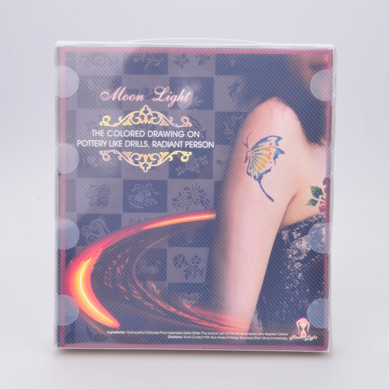 Kit da tatuaggio glitter di tatuaggi temporanei a i in polvere con cuscinetto colla stencil Supply4691741