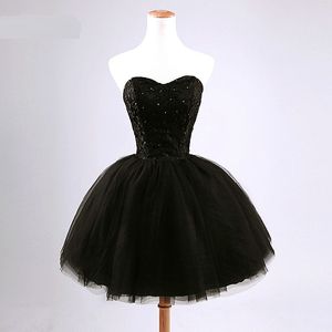 Wunderschönes, trägerloses, mit Perlen besetztes, kurzes Ballkleid/süßes Brautjungfernkleid in A-Linie