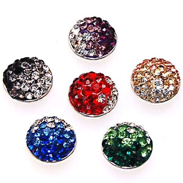 1 STES FIMO PAVE Crystal Snappops Jewelpops Fits Kameleon Jewelry Charm Bracelets Naszyjnik Pierścień 925 Silver Splating Assorted Color Żyd269J