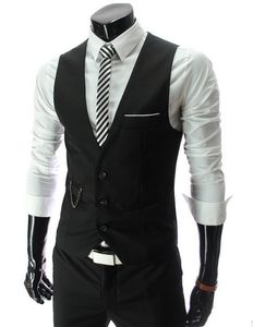 Hot Mens V Neck Slim Fit Västar Suit Casual Formell Tuxedo Dress Waistcoat Style