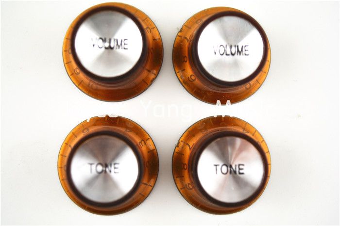 

1 Set of 4pcs Brown Silver Reflector Volume Tone Electric Guitar Knobs For LP SG Style Electric Guitar Free Shipping Wholesales