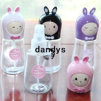 5pcs / lot 55ml Cute Rabbit Mini plastica trasparente piccola bottiglia vuota spray per il trucco e la cura della pelle Bottiglia di profumo BFNJ-22, dandys