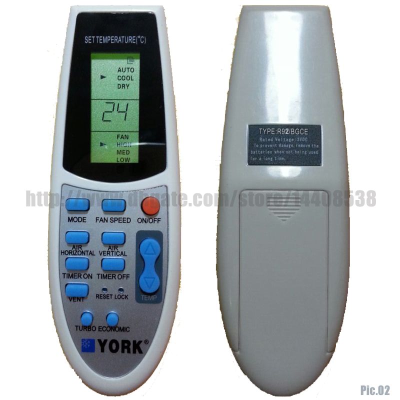 YORK Air Conditioner Remote Control R92/BGCE For Split & Portable Air