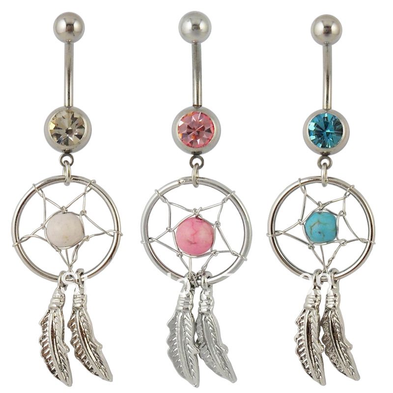 Venda por atacado - Dream Catcher Jóias Dangling Umbigo Anéis Umbigo Anel Body Piercing Jóias 14G