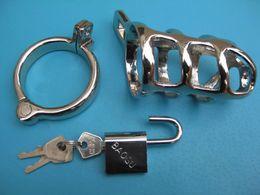 male chastity cages Male chastity device/Zinc alloy plating chromium male chasity Cock Cage with Ring & Padlock sex products chasity devices