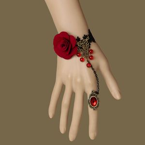 Black Lace Vampire Slave Armband mit Stoff Blume Gothic Retro Stil Modeschmuck einstellbar ca bis Whitney Houston