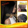 # 1B Yaki Straight Full Lace Perruque Perruques Avant de Lacet de Cheveux Humains Vierges Pour Femmes Noires Avec Des Cheveux De Bébé Blanchis Noeuds Livraison Gratuite !!!