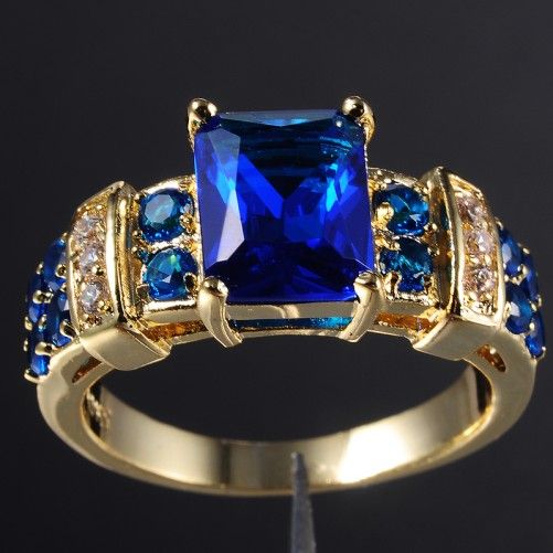 EXCLUSIVE Women's Blue Tanzanite 10KT Yellow Gold Filled Band Ring 9/10 Hot Gift