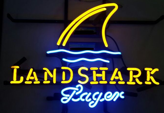 2020 Landshark Lager Verre Verre Verre Néon Signe Land Shark