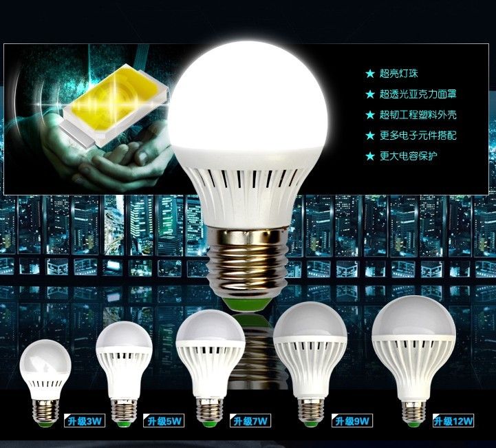 Wysokiej jakości Super Jasne żarówki LED 110 V 220 V E27 B22 Base 3W 5W 7W 9W 12W Żarówka LED Globe Light Energy-Saving Lamp