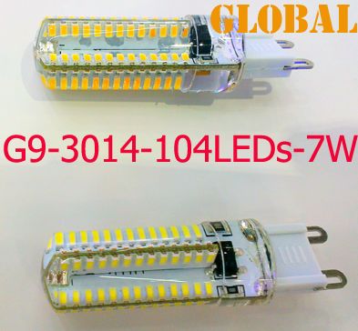 

5X 7W 3W Led Candle bulbs chandelier accessories SMD 3014 104LEDs 600 lumen AC 110V-130V 220-240V G9 LED Lamp 360 Beam Angle LED Lighting