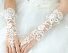 Белые свадебные кружевные перчатки цвета слоновой кости с бриллиантовым бутоном, шелковая вышивка, свадебные украшения, перчатки без пальцев1067099