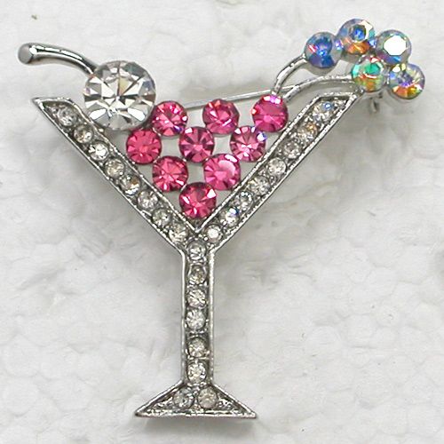 Grossist mode brosch rhinestone martini glas stift broscher bröllopsfest smycken gåva c101269