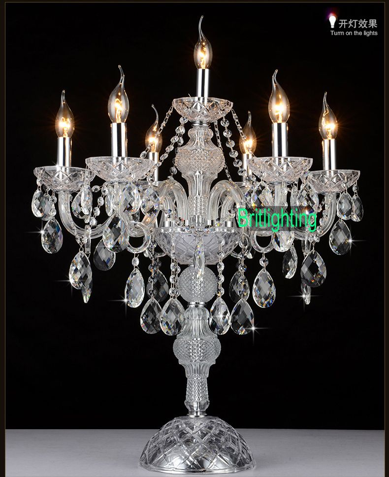 Modernes Schreibtisch Kristall Candelabra Mittelstücke Hochzeit Glas Arme Kristall Candelabra Kann ajustable Kristall Tischlampen Kerze Freies Verschiffen