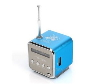 Free Ship Blue Digital Portable Speaker Mini Speaker MP3 Player USB Disco Micro SD TF Cartão FM Rádio Linha de Rádio In / Out Box 80452