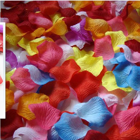 Wholesale - 1500pcs Rainbow colorful flower petals bulk silk rose petals wedding accessories 15bags 100pcs/bag