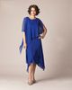 2021 Sexy New Royal Blue Summer Beach Mère de la mariée Robes Crew Half Sleeve Soirée Robes de bal Tea Length Mother Party Dress