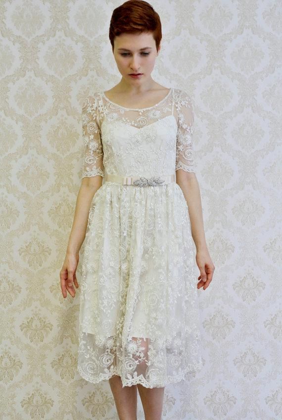 2014 New Arrival Beautiful Short Wedding Dresses Scoop Knee Length ...