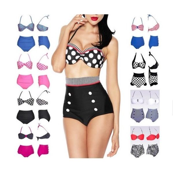 

Women ladie girl retro pu h up pin up padded high wai ted bikini wim uit beachwear wimwear bathing uit et