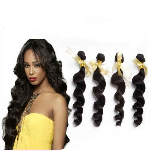 Vente en gros - extensions de cheveux vierges brésiliennes lâche vague de trame de cheveux 1B # couleur noire naturelle longueur mélangée 5pcs lot livraison gratuite 55g / pcs