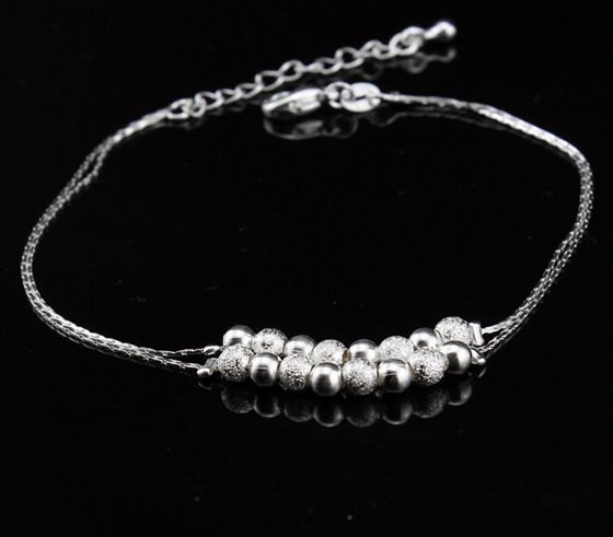 Bijoux plaqués argent 925, nouveaux bracelets de cheville à double perle, de marque, tendance 2014