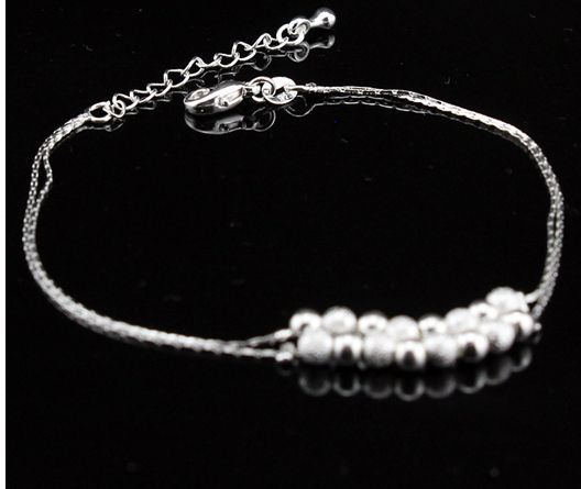 Bijoux plaqués argent 925, nouveaux bracelets de cheville à double perle, de marque, tendance 2014