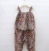 Summer Girls 2pcs Ensembles Enfants LeopardStriped Ruffles Hauts à Bretelles + Pantalons Tenues Enfants Vêtements Vest Layered Bow Pantalon Court Ensembles H0132