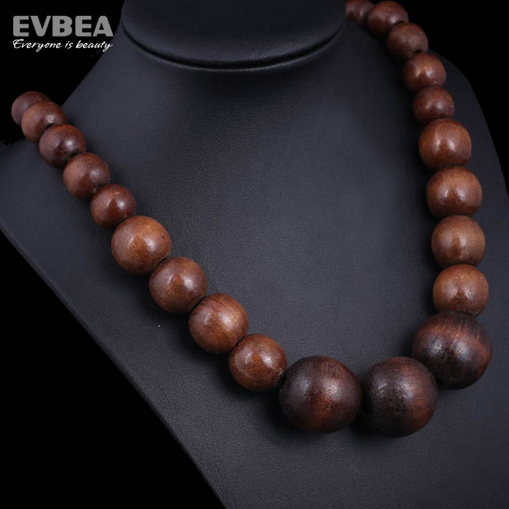 cuentas de madera de joyería de perlas collar de las largas para hombre de madera