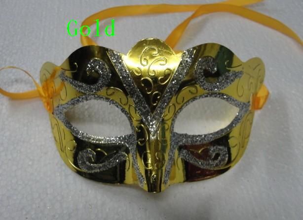 Gold Powder Malowane maska ​​Halloween maskarady maski mardi gras weneckie imprezę tańca twarzą w twarz maska ​​mieszana kolor 8253940