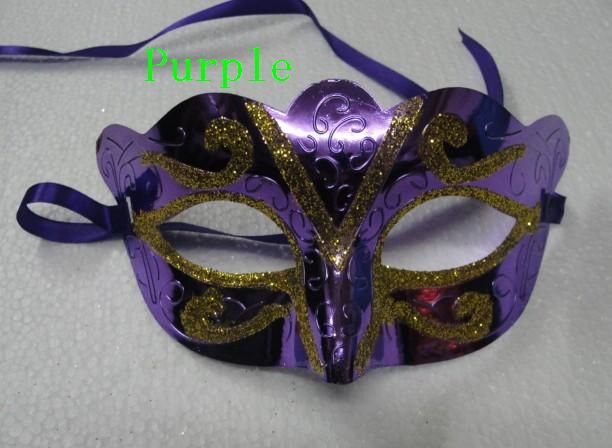 Goudpoeder Geschilderd Masker Halloween Masquerade Maskers Mardi Gras Venetiaanse Dansfeest Gezicht Het Masker Gemengde Kleur 50 Stks