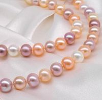 Natürliche 8-9mm Südmeerweiße Rosa Purpurrote Perlenkette 18inch 925 Silberverschluss