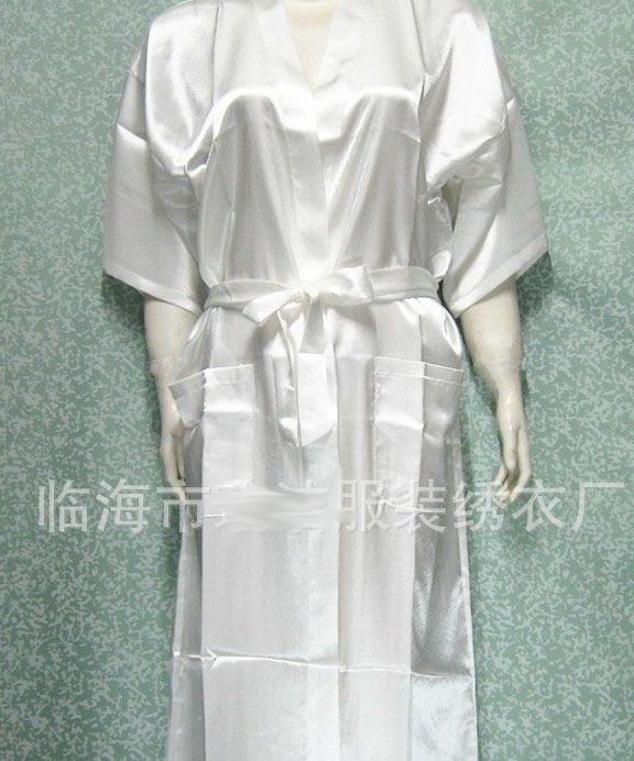 Unisex Mens Dames Dames Solid Plain Satijn Lange Robe Pyjama Lingerie Nachtkleding Kimono Toga PJ's # 3449