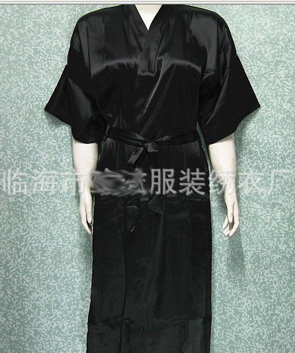 Unisex Mens Dames Dames Solid Plain Satijn Lange Robe Pyjama Lingerie Nachtkleding Kimono Toga PJ's # 3449