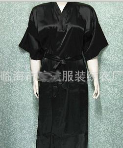 Unisex Mens Ladies Womens Solid Plain Satin Long Robe Pajama Lingerie Sleepwear Kimono Gown PJs # 3449