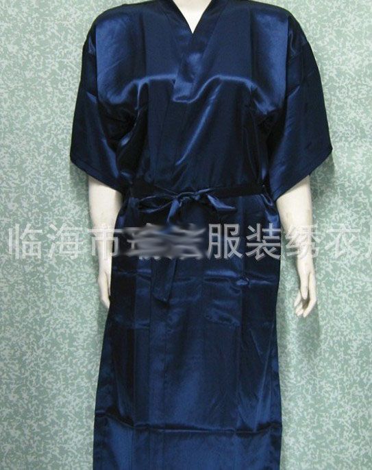 Unisex mens Bayanlar bayan Katı düz Saten uzun Robe Pijama Iç Çamaşırı Pijama Kimono Elbise pjs # 3449